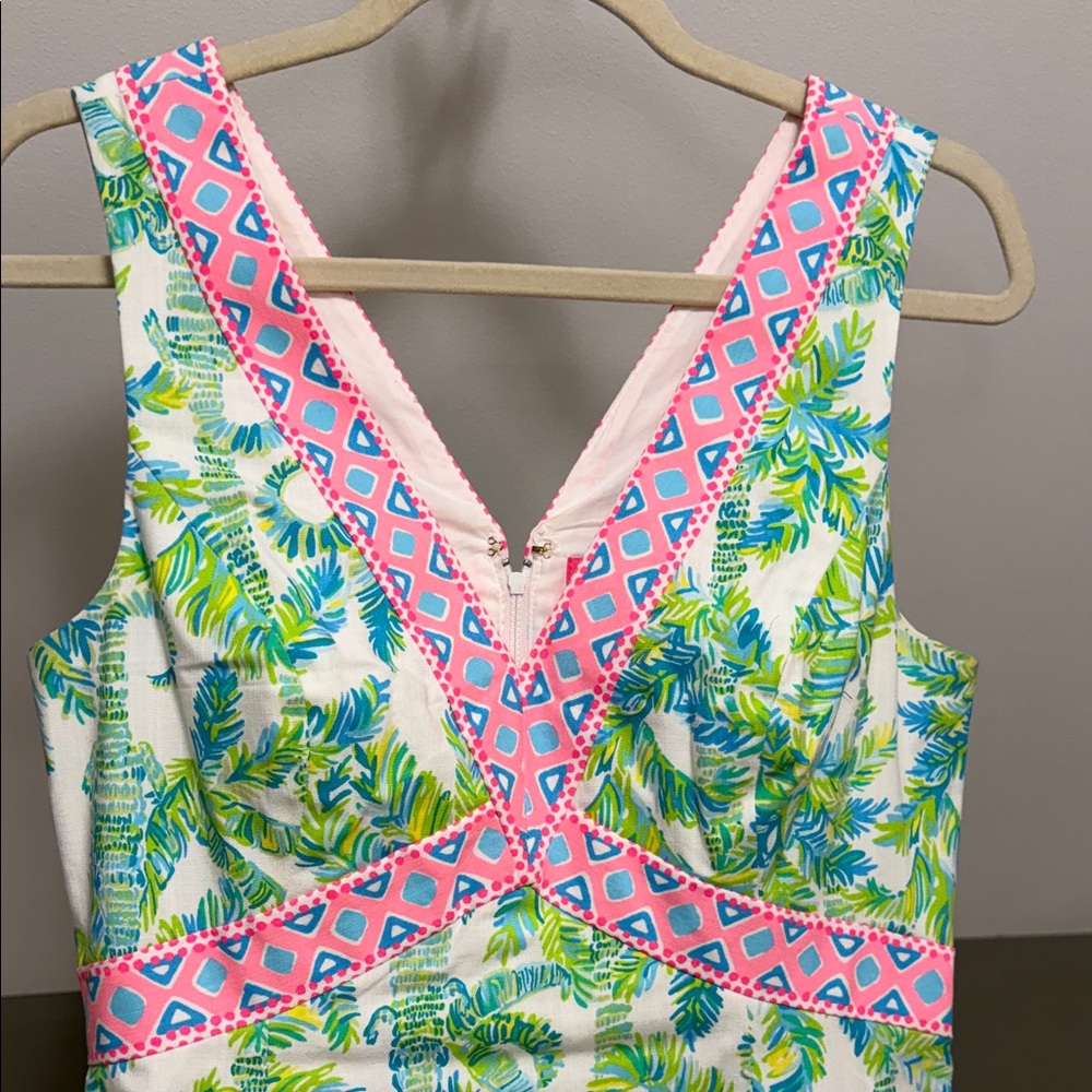 Lilly Pulitzer Green and Pink Palm Print Midi Dress - Picture 5 of 6